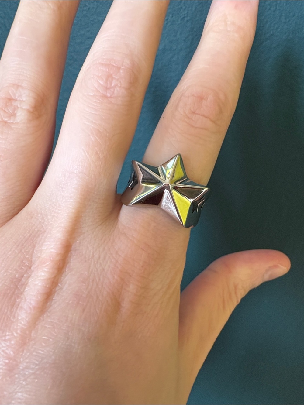 Stainless Steel Silver Tone Star Ring